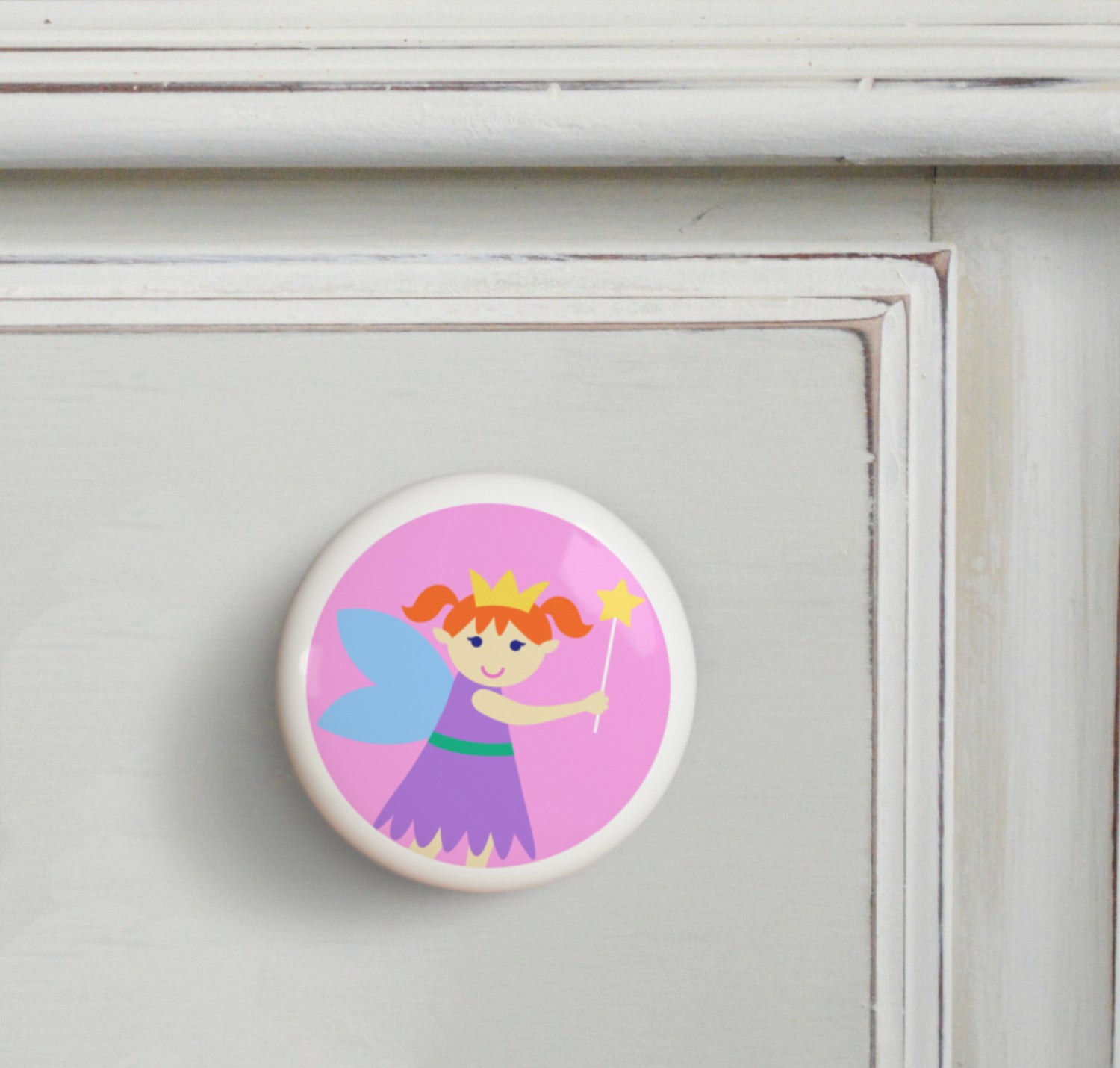 Red Hair - Fairy Princess Small Ceramics Kids Drawer Knob by Olive Kids from Art Appeel