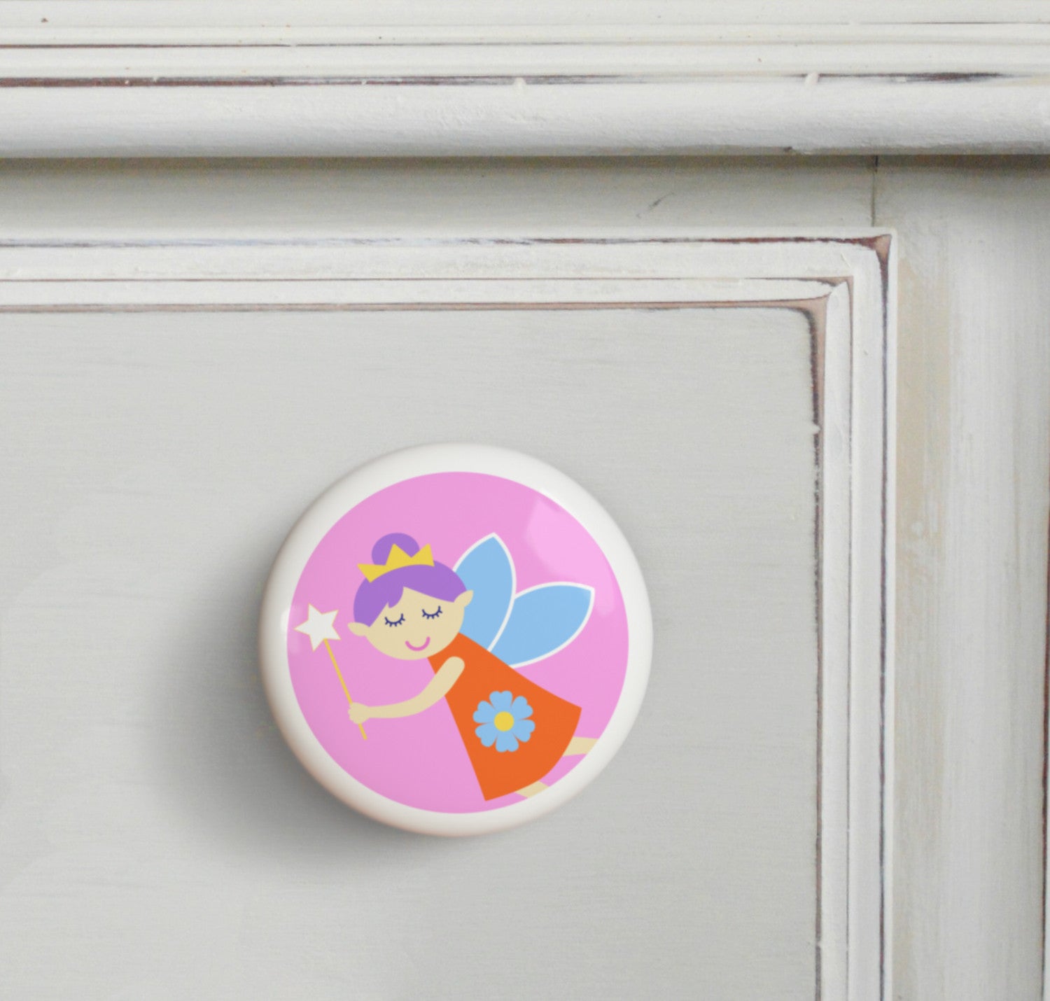 Purple Hair - Fairy Princess Small Ceramics Kids Drawer Knob by Olive Kids from Art Appeel