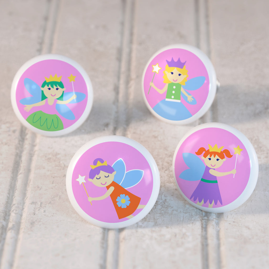 Fairy Princess Set of 4 Small Ceramic Kids Drawer Knobs by Olive Kids from Art Appeel