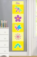 Girls growth chart with flowers and cute bugs