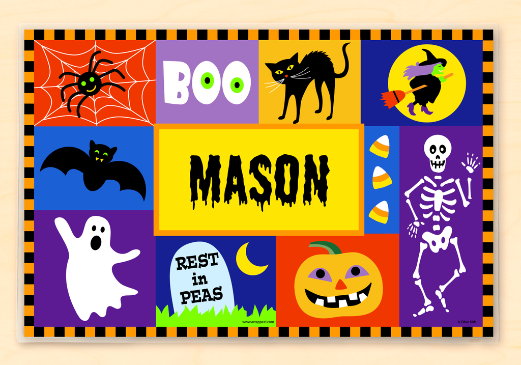 Halloween Blocks Boo Personalized Kids Placemat