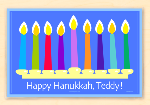 Hanukkah Menorah with Candles Personalized Kids Placemat
