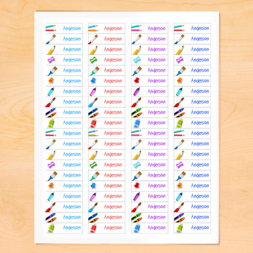 Arts and Crafts Personalized Kids Waterproof Labels - Mini Labels