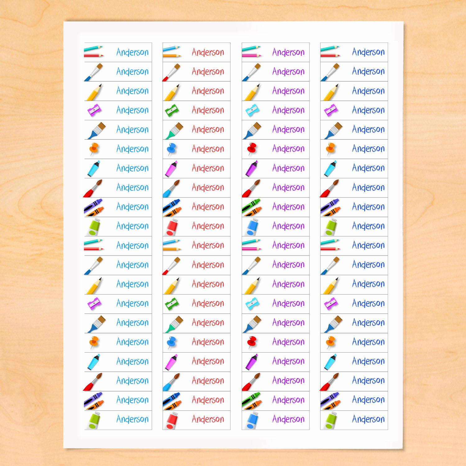 Arts and Crafts Personalized Kids Waterproof Labels - Mini Labels