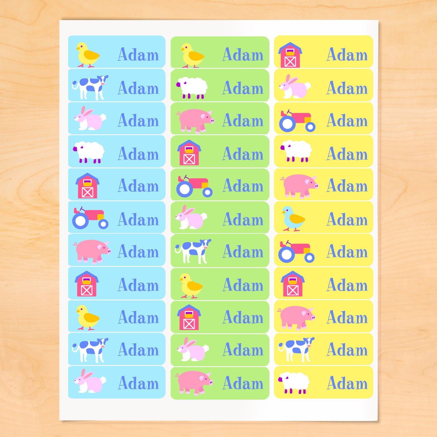 Country Baby Personalized Rectangle Kids Waterproof Labels