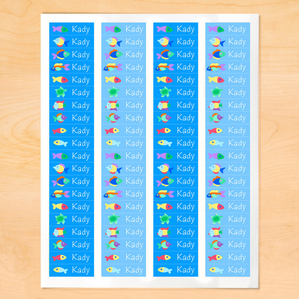 Somethin' Fishy Personalized Mini Kids Waterproof Labels