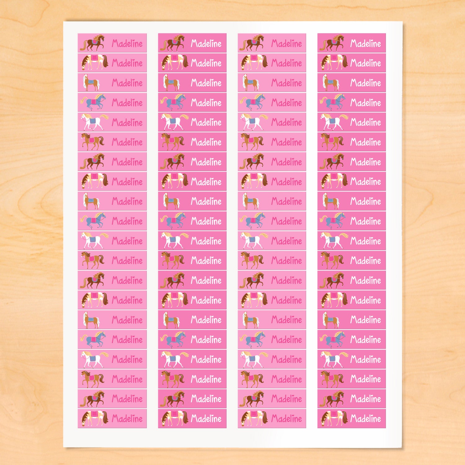 Horses Personalized Mini Kids Waterproof Labels