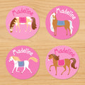 Horses Personalized Round Kids Waterproof Labels