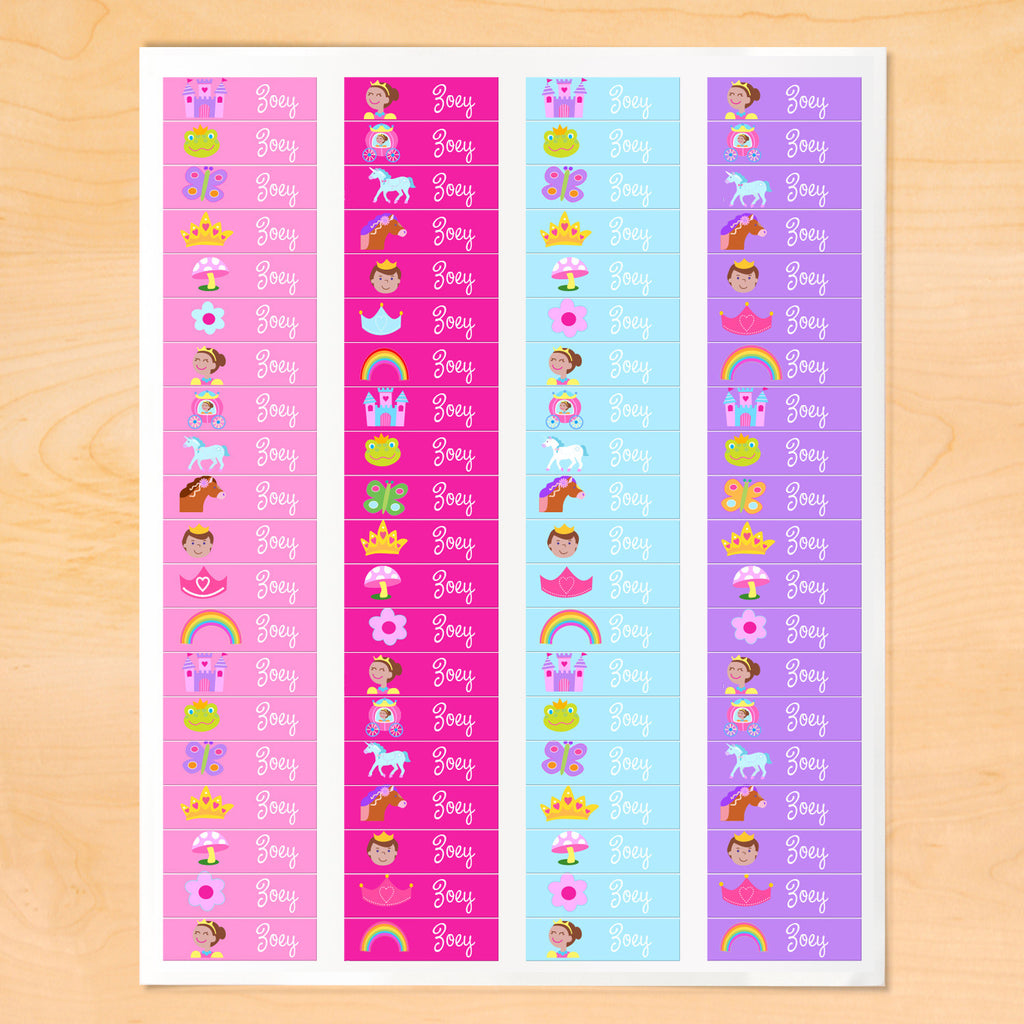 Princess (Dark Skin) Personalized Mini Kids Waterproof Labels