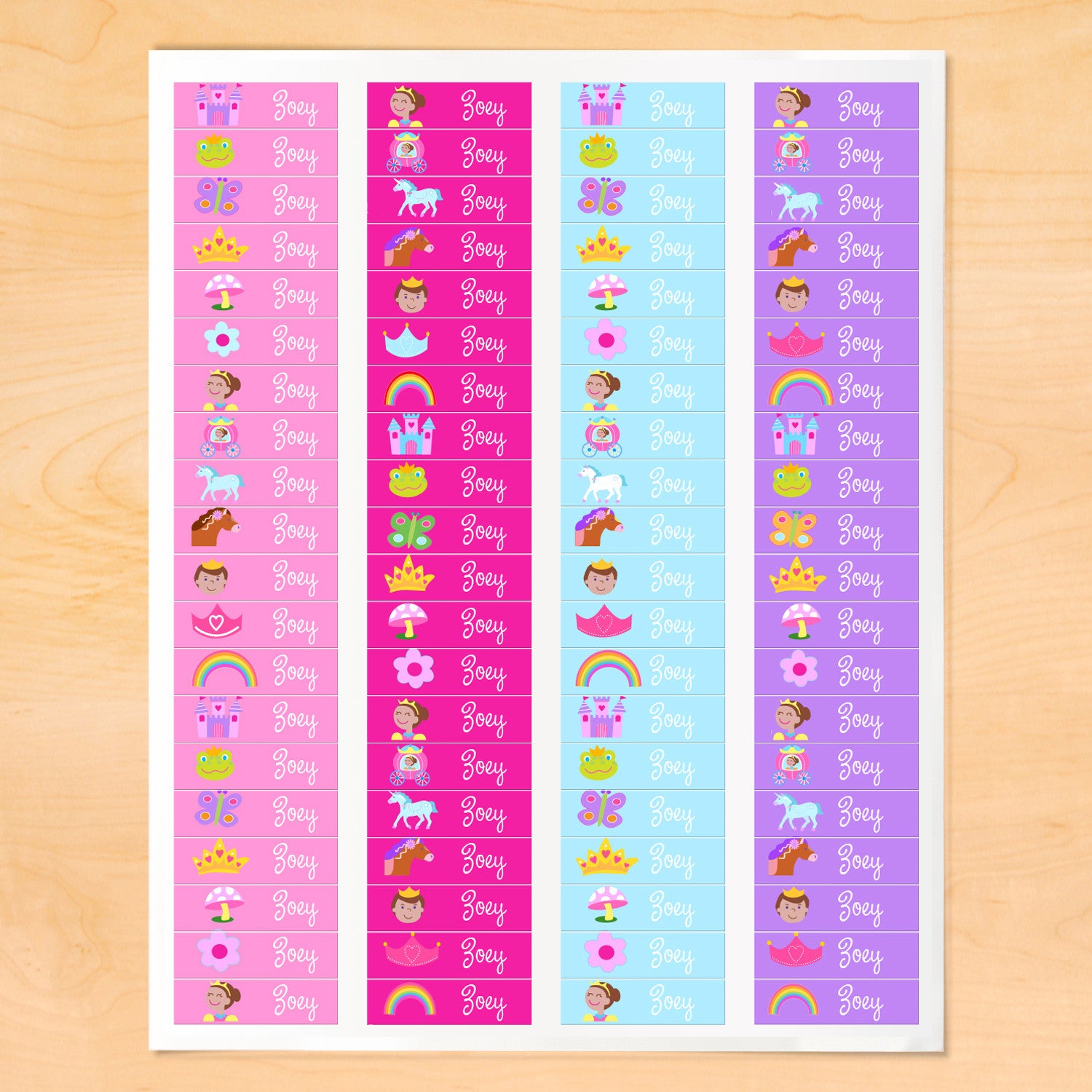 Princess (Dark Skin) Personalized Mini Kids Waterproof Labels