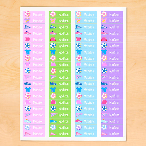 Soccer Girls Personalized Mini Kids Waterproof Labels