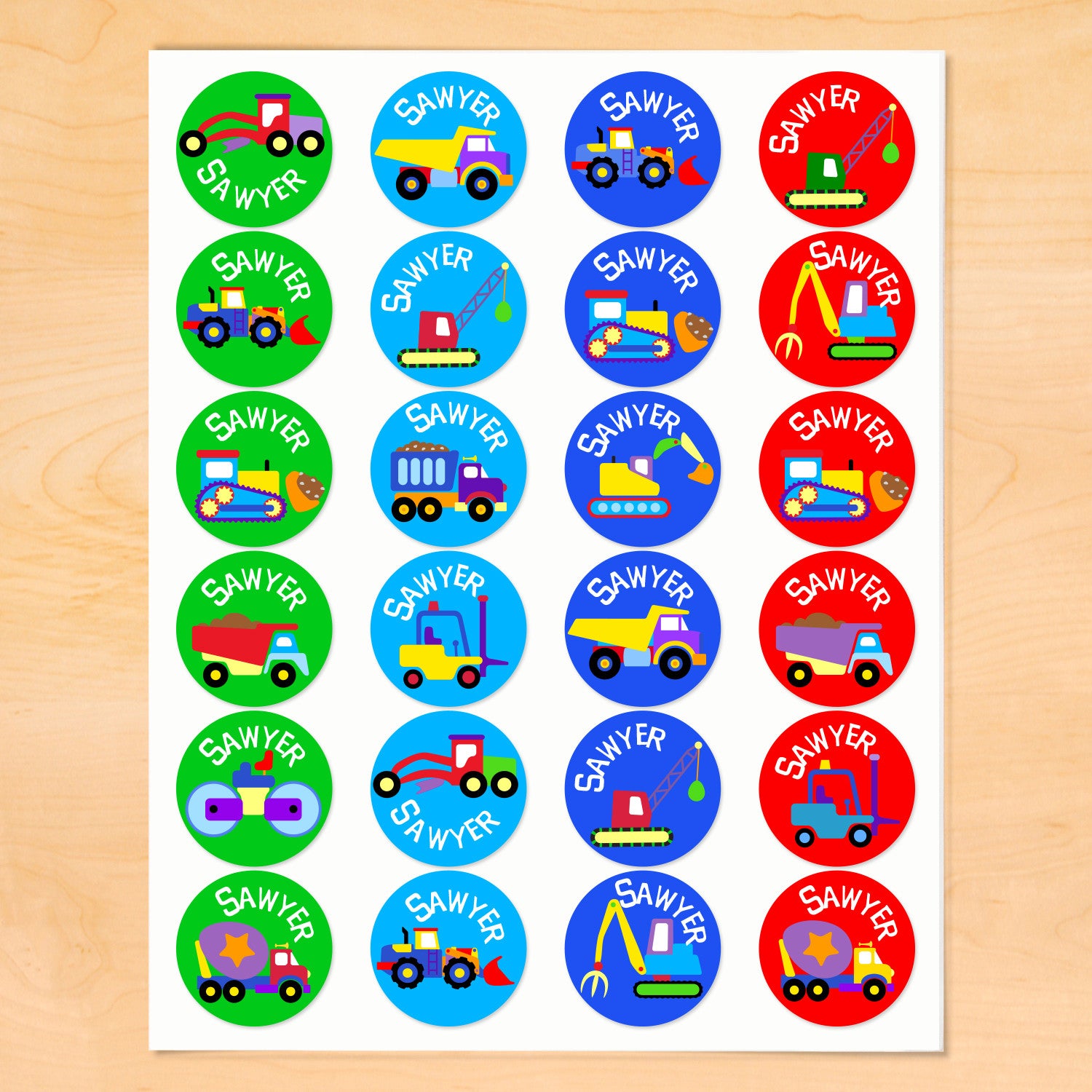 Under Construction Personalized Round Kids Waterproof Labels