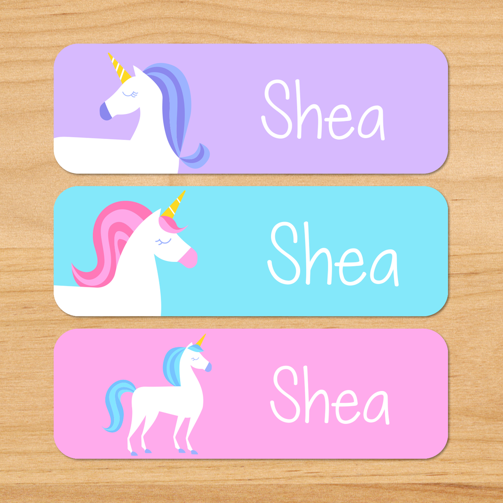 Unicorn Personalized Rectangle Kids Waterproof Labels – Art Appeel