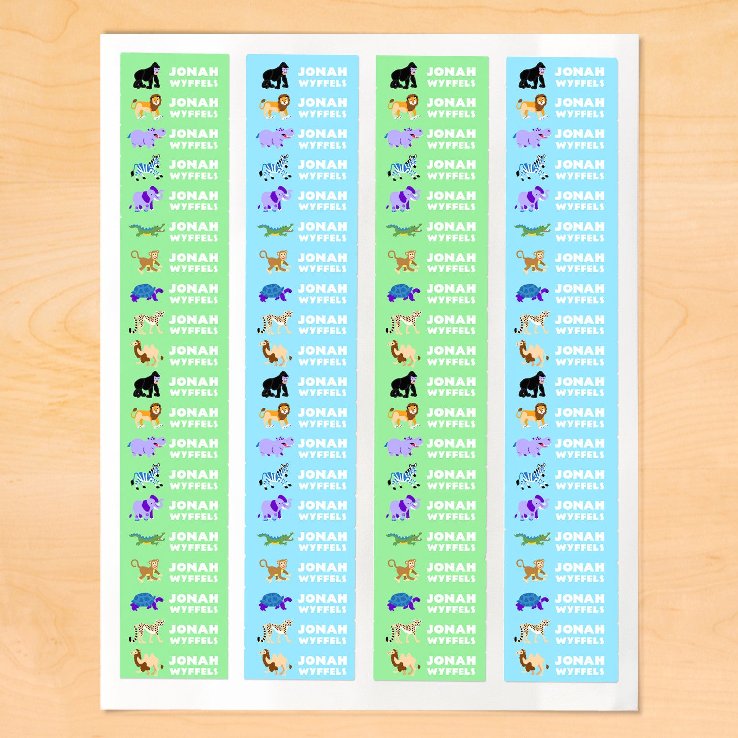 Wild Animals Personalized Mini Kids Waterproof Labels