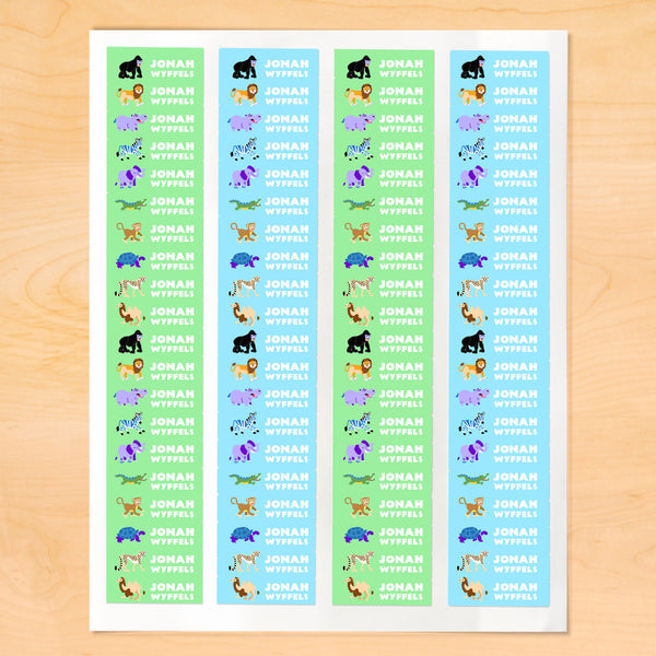 Wild Animals Personalized Mini Kids Waterproof Labels