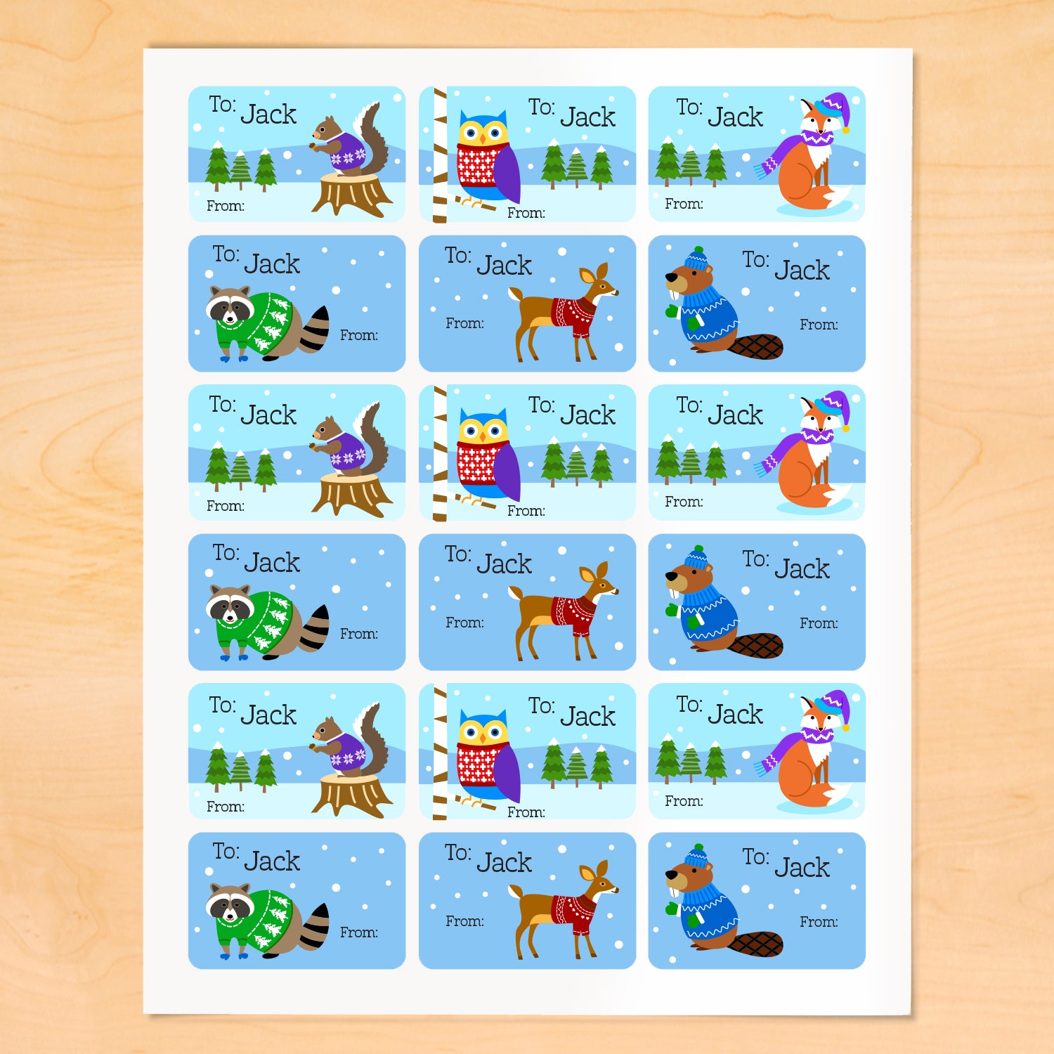 Cozy Critters Personalized Gift Tags