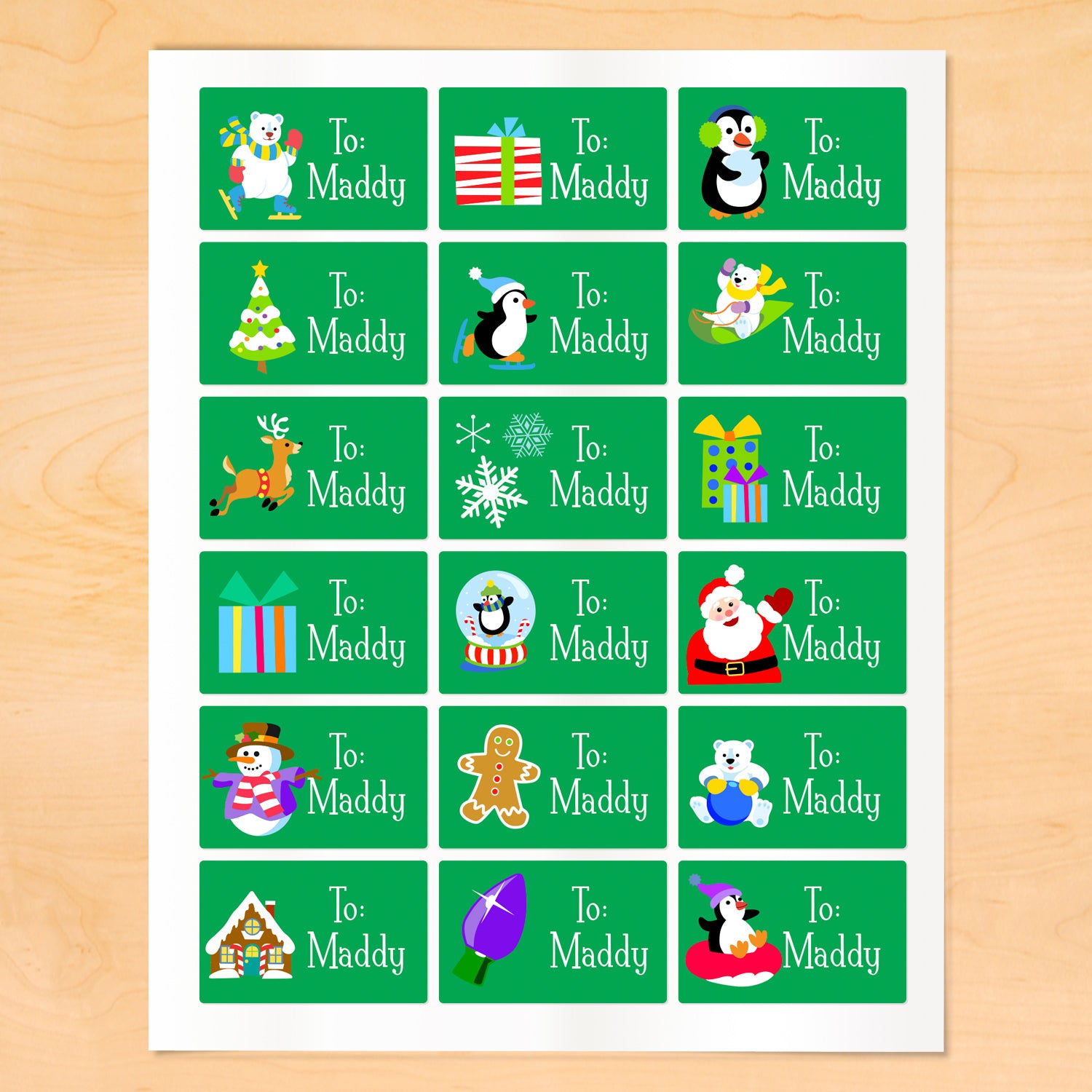 Personalized Green Classic Christmas Gift Tags