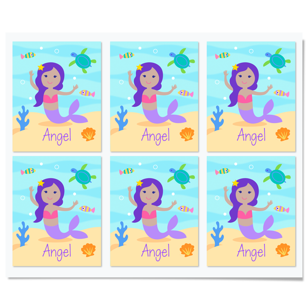 Mermaids Dark Complexion Personalized Bookplates