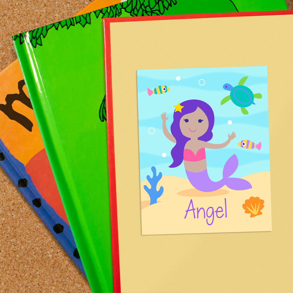 Mermaids Dark Skin Personalized Bookplates
