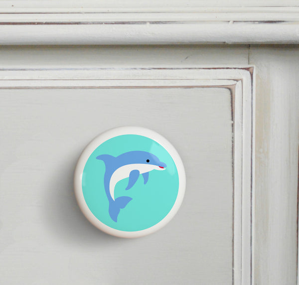 Dolphin - Ocean Small Ceramics Kids Drawer Knob by Olive Kids from Art Appeel