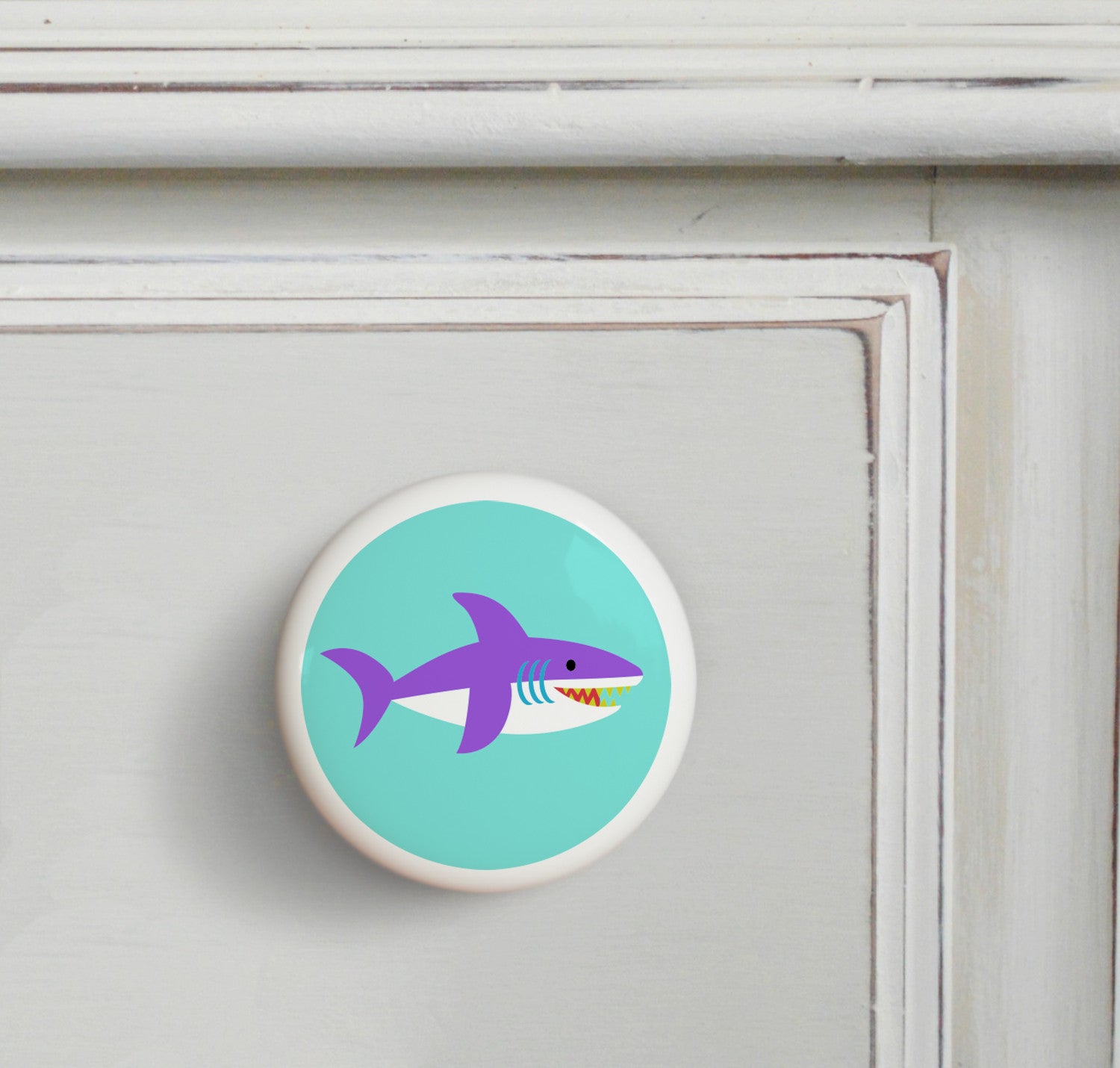 Shark - Ocean Small Ceramics Kids Drawer Knob by Olive Kids from Art Appeel