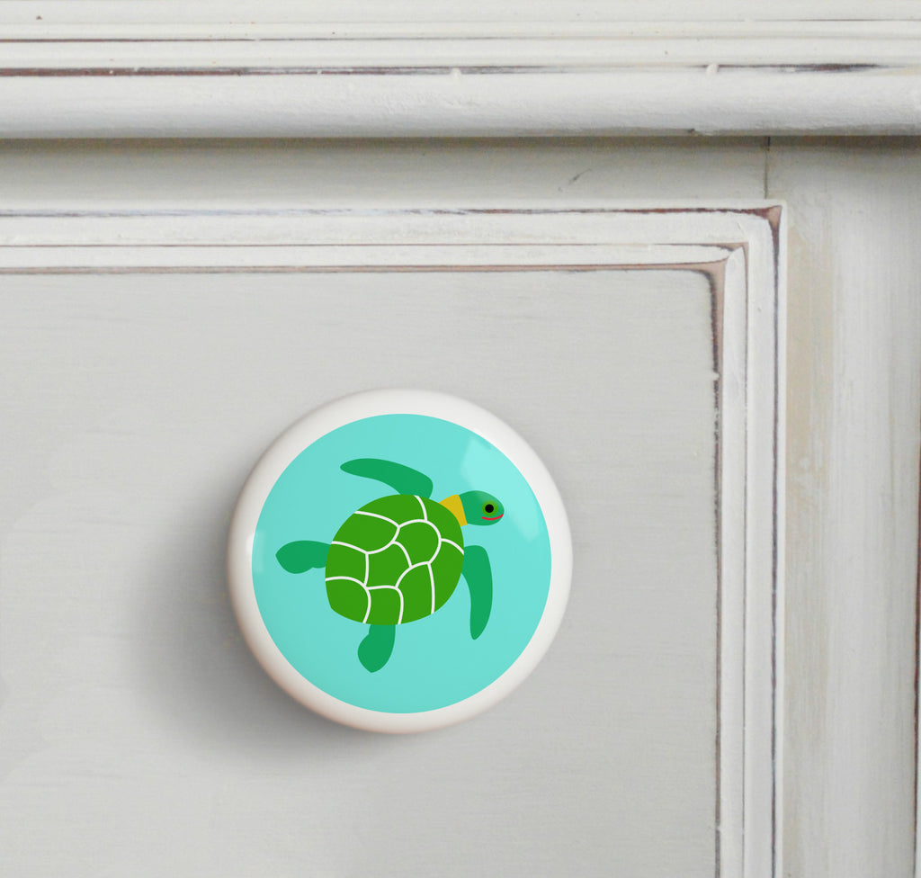 Turtle - Ocean Small Ceramics Kids Drawer Knob by Olive Kids from Art Appeel