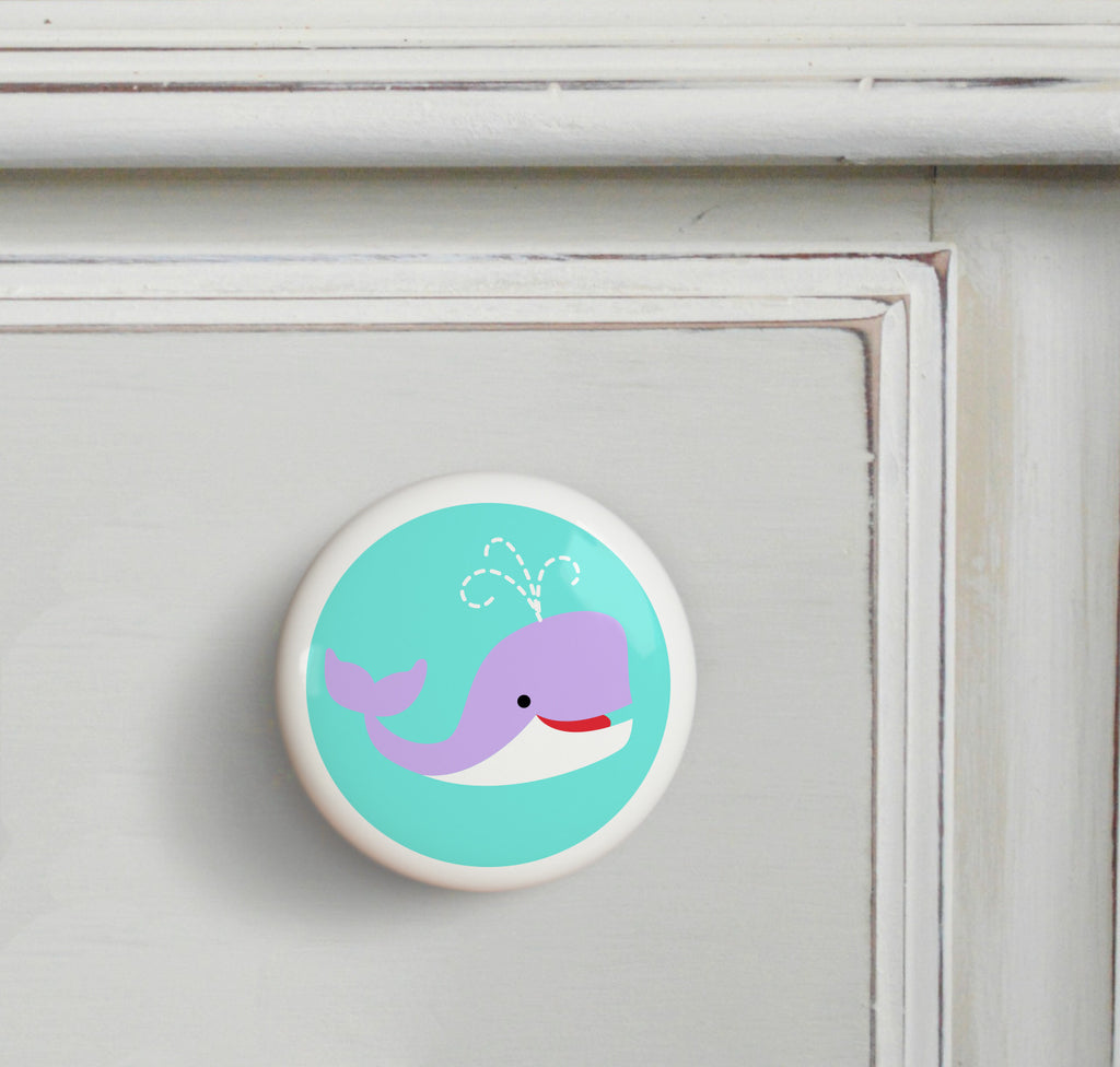 Whale - Ocean Small Ceramics Kids Drawer Knob by Olive Kids from Art Appeel