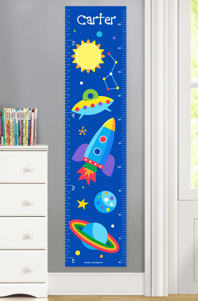 Out of This World Rocket Personalized Kids Canvas Growth Chart