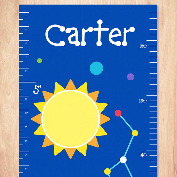 Out of This World Rocket Personalized Kids Canvas Growth Chart