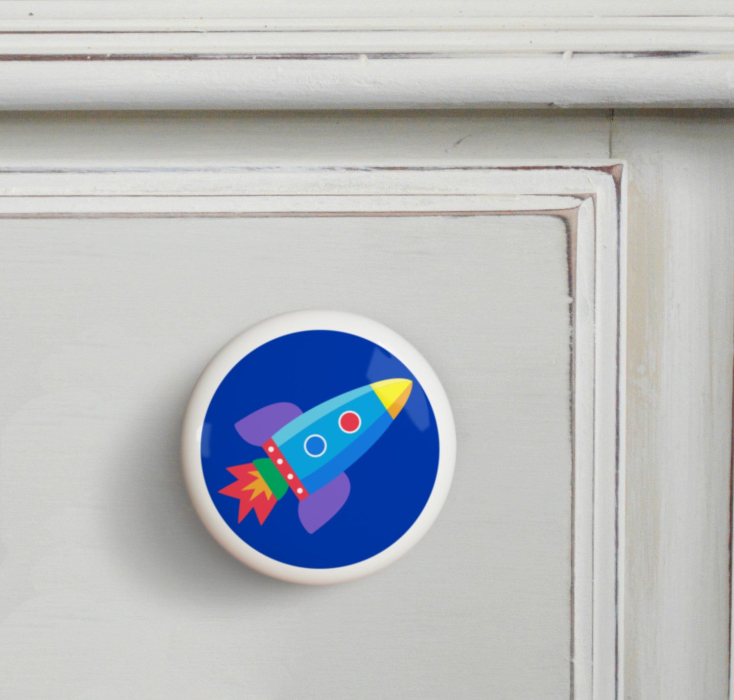Rocket Ship - Out of This World Small Ceramics Kids Drawer Knob by Olive Kids from Art Appeel