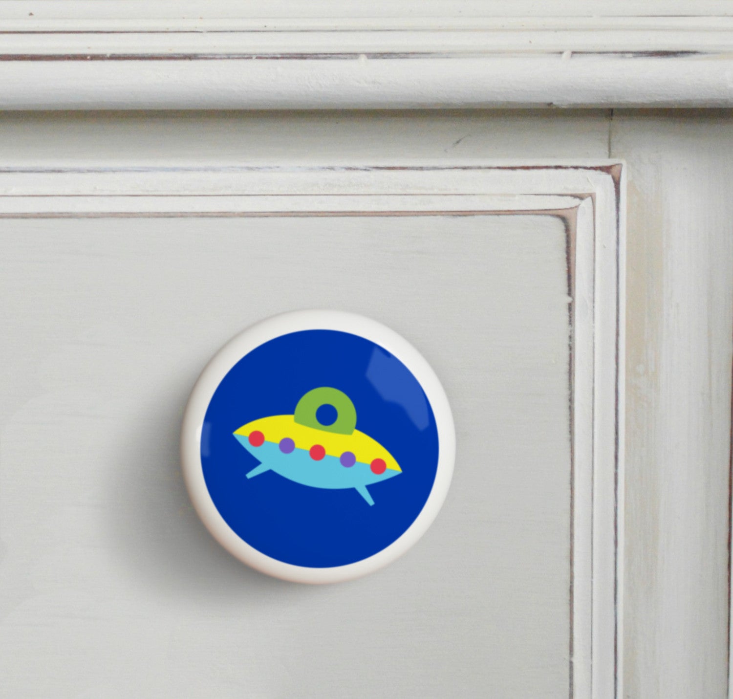 UFO - Out of This World Small Ceramics Kids Drawer Knob by Olive Kids from Art Appeel