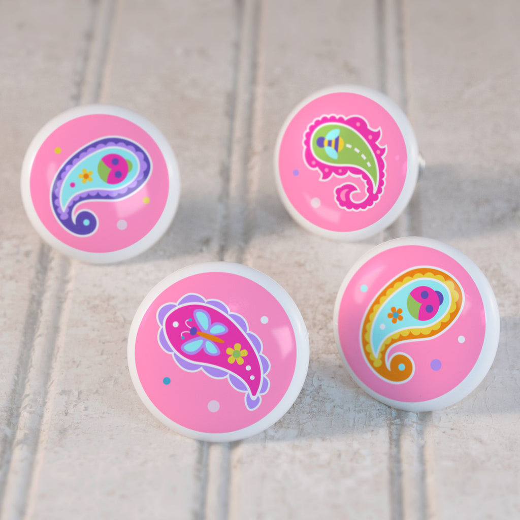 Paisley Dreams Set of 4 Small Ceramic Kids Drawer Knobs by Olive Kids from Art Appeel