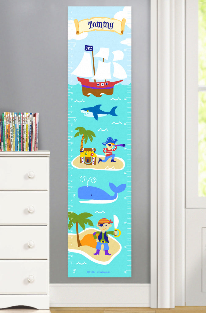 Pirates Personalized Kids Canvas Growth Chart