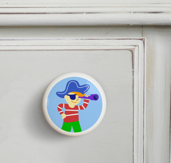 Captain - Pirates Small Ceramics Kids Drawer Knob by Olive Kids from Art Appeel