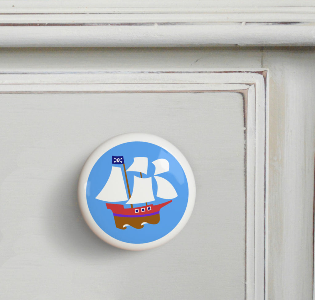 Pirate Ship - Pirates Small Ceramics Kids Drawer Knob by Olive Kids from Art Appeel
