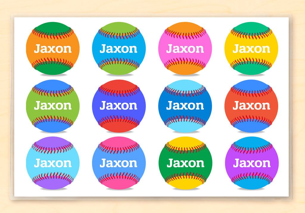 Colorful Baseballs Personalized Kids Placemat