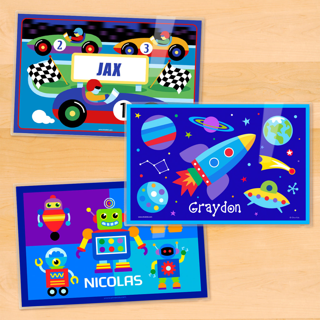 Boy Personalized Kids Placemat Set of 3 by Olive Kids