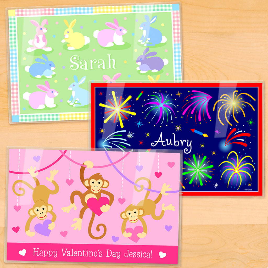 Holiday Personalized Kids Placemat Set of 3 by Olive Kids