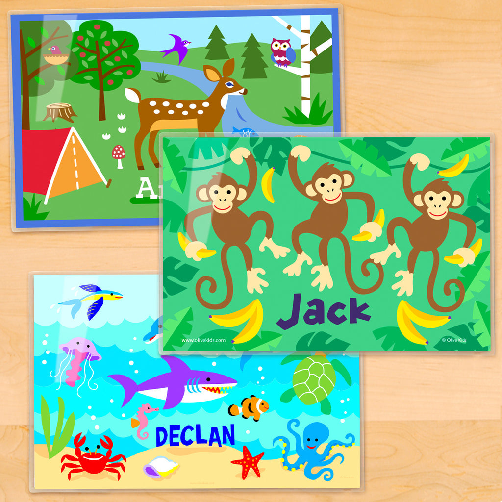 Nature Personalized Kids Placemat Set of 3 by Olive Kids