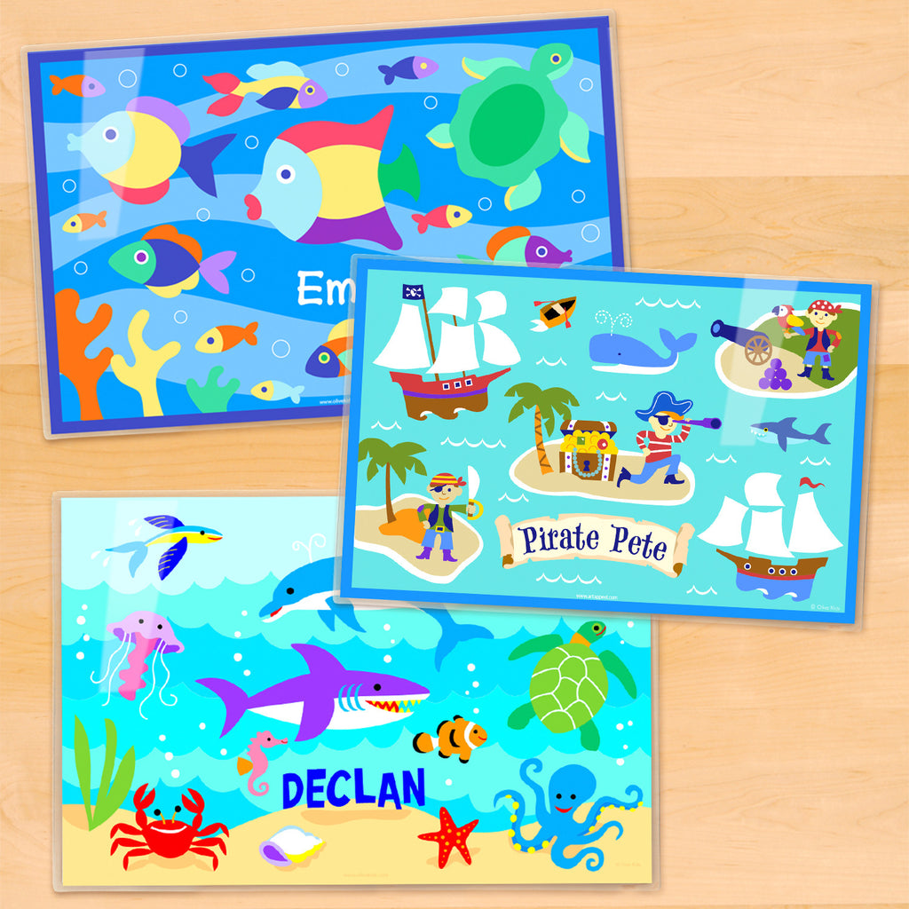 Ocean Boys Personalized Kids Placemat Set of 3 by Olive Kids
