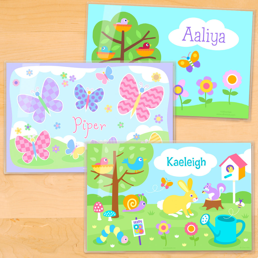 Spring Personalized Kids Placemat Set of 3 by Olive Kids