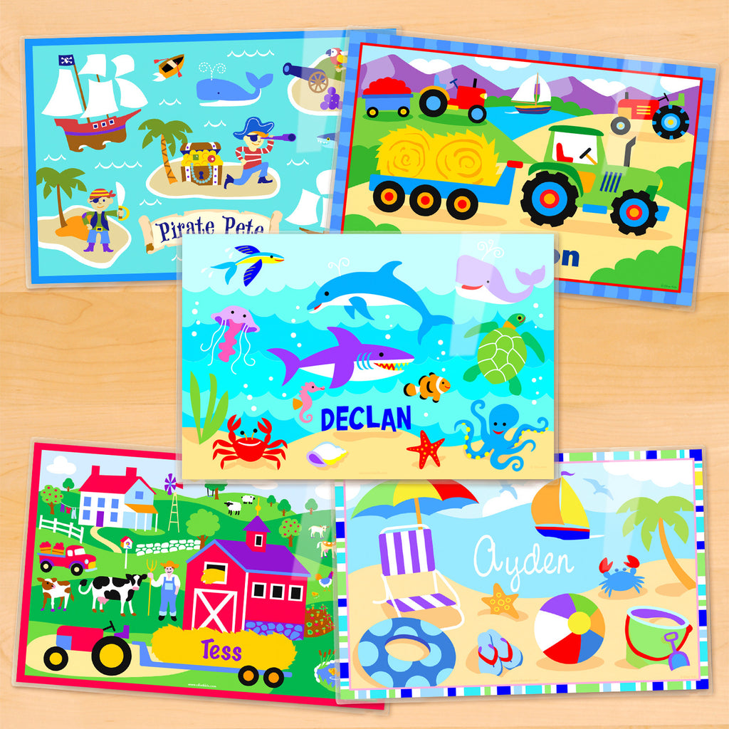 Summertime Boys Personalized Kids Placemat Set of 5 by Olive Kids