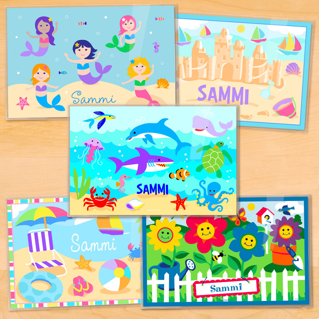 Summertime Girls Personalized Kids Placemat Set of 5 by Olive Kids