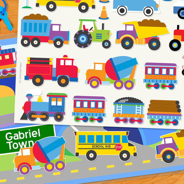 Trains, Planes & Trucks Personalized Kids Playmat