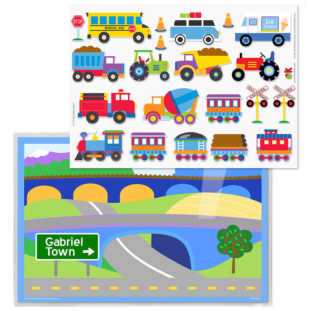 Trains, Planes & Trucks Personalized Kids Playmat