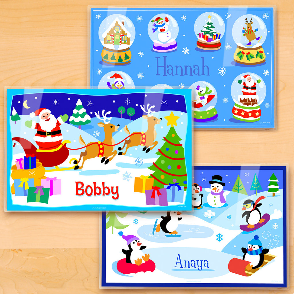 Christmas Personalized Kids Placemat Set of 3 by Olive Kids