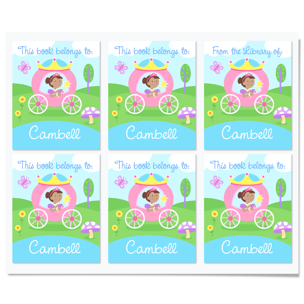 Princess Dark Skin Personalized Bookplates