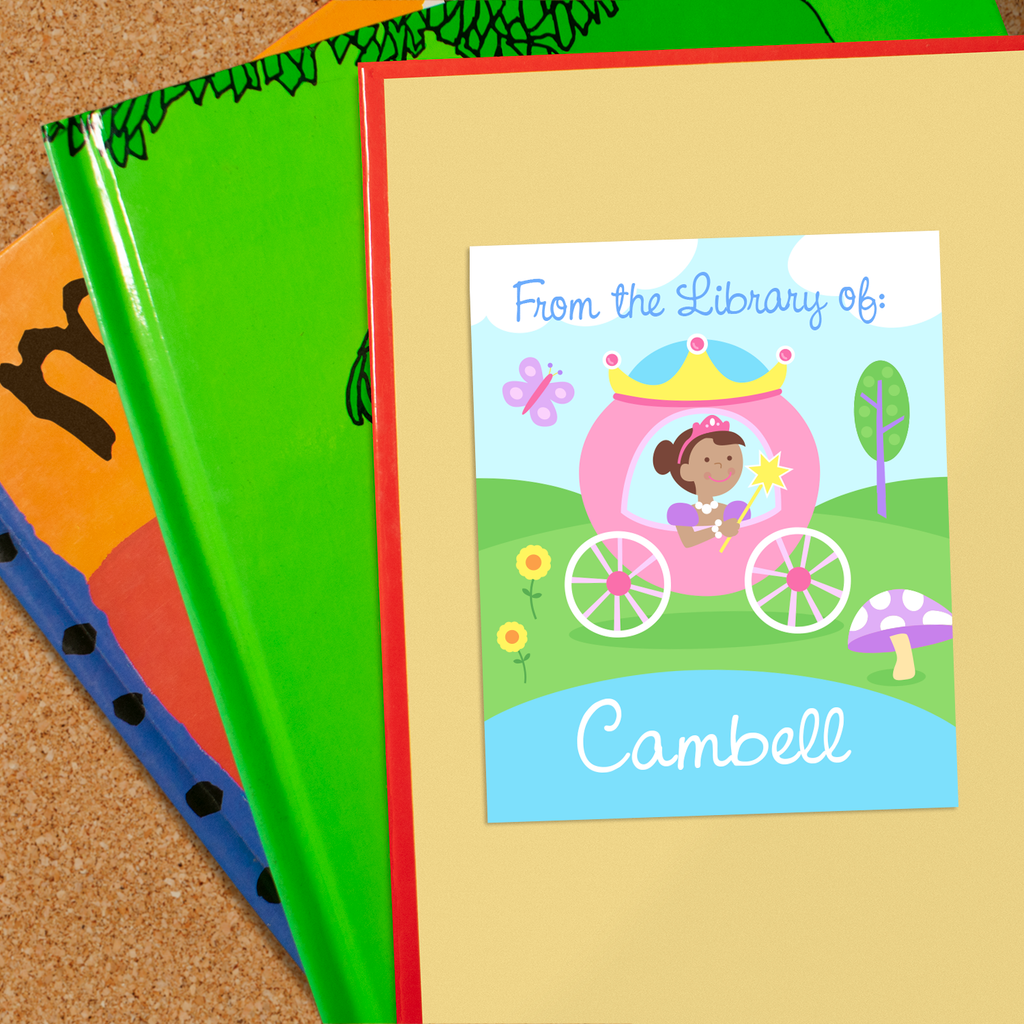Princess Dark Skin Personalized Bookplates
