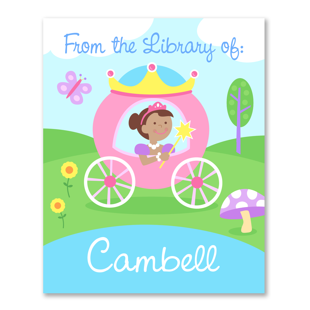 Princess Dark Skin Personalized Bookplates