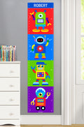 Canvas Growth Chart with Colorful Robots for Kids